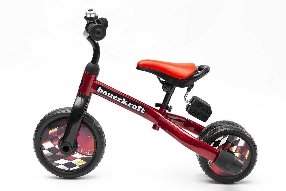 Bauerkraft 3-in-1 trīsriteņu skrejvelosipēds sarkans