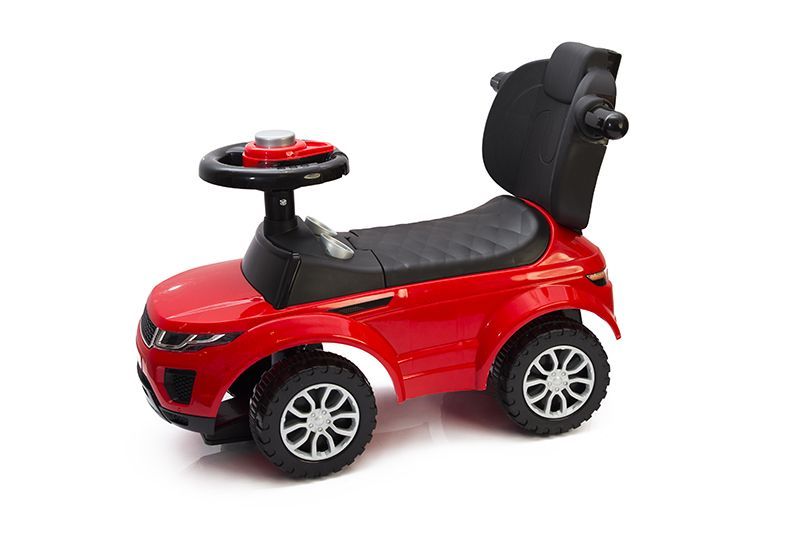 2-in-1 bērnu braucamrīks ar signālhornu un vadības ierīci – sarkans, drošs pirmais transportlīdzeklis ar regulējamu atzveltni un mantu glabāšanas nodalījumu