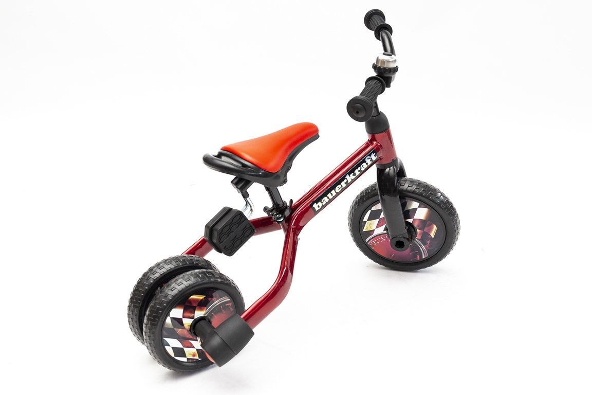 Bauerkraft 3-in-1 trīsriteņu skrejvelosipēds sarkans